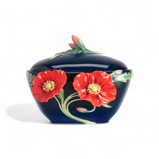 Franz Porcelain Serenity Poppy Porcelain Sugar Jar