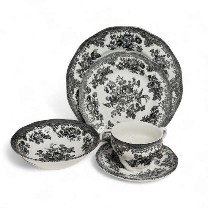 johnson bros Johnson Brothers Geo Asiatic Pheasant Black - 5 Piece Place Setting   