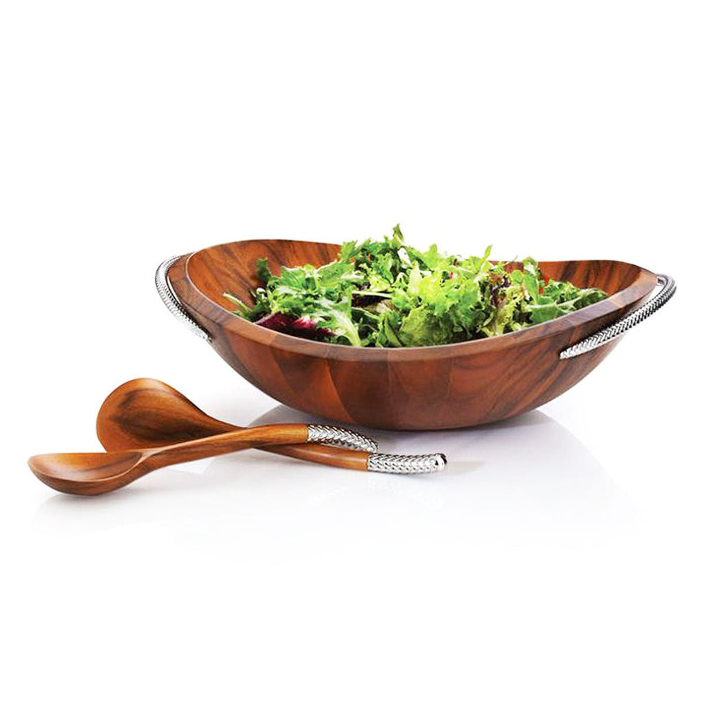 Nambé Braid Salad Bowl With Servers